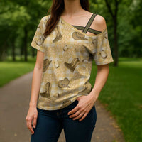 Yellow Palaka Hawaii Cowboy Cross Shoulder Shirt Puakenikeni Lei Paniolo Papale Seamless Vibes LT14 - Polynesian Pride
