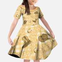 Yellow Palaka Hawaii Cowboy Family Matching Summer Maxi Dress and Hawaiian Shirt Puakenikeni Lei Paniolo Papale Seamless Vibes LT14 Daughter's Dress Yellow - Polynesian Pride