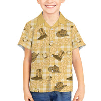 Yellow Palaka Hawaii Cowboy Family Matching Summer Maxi Dress and Hawaiian Shirt Puakenikeni Lei Paniolo Papale Seamless Vibes LT14 Son's Shirt Yellow - Polynesian Pride