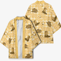 Yellow Palaka Hawaii Cowboy Kimono Puakenikeni Lei Paniolo Papale Seamless Vibes LT14 - Polynesian Pride