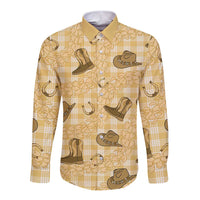 Yellow Palaka Hawaii Cowboy Long Sleeve Button Shirt Puakenikeni Lei Paniolo Papale Seamless Vibes LT14 Unisex Yellow - Polynesian Pride
