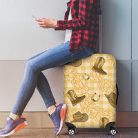 Yellow Palaka Hawaii Cowboy Luggage Cover Puakenikeni Lei Paniolo Papale Seamless Vibes - Polynesian Pride