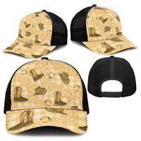 Yellow Palaka Hawaii Cowboy Mesh Trucker Cap Puakenikeni Lei Paniolo Papale Seamless Vibes LT14 - Polynesian Pride