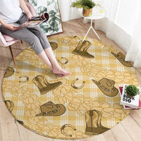 Yellow Palaka Hawaii Cowboy Round Carpet Puakenikeni Lei Paniolo Papale Seamless Vibes LT14 - Polynesian Pride
