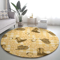 Yellow Palaka Hawaii Cowboy Round Carpet Puakenikeni Lei Paniolo Papale Seamless Vibes LT14 - Polynesian Pride