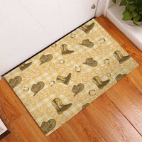 Yellow Palaka Hawaii Cowboy Rubber Doormat Puakenikeni Lei Paniolo Papale Seamless Vibes LT14 - Polynesian Pride