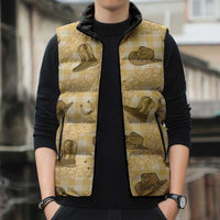 Yellow Palaka Hawaii Cowboy Sleeveless Puffer Jacket Puakenikeni Lei Paniolo Papale Seamless Vibes LT14 - Polynesian Pride
