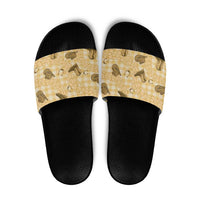Yellow Palaka Hawaii Cowboy Slide Sandals Puakenikeni Lei Paniolo Papale Seamless Vibes - Polynesian Pride
