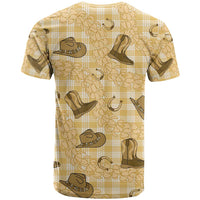 Yellow Palaka Hawaii Cowboy T Shirt Puakenikeni Lei Paniolo Papale Seamless Vibes - Polynesian Pride