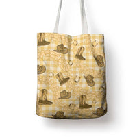 Yellow Palaka Hawaii Cowboy Tote Bag Puakenikeni Lei Paniolo Papale Seamless Vibes - Polynesian Pride