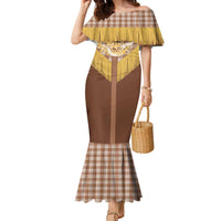 Aloha Hawaii Cowboy Custome Family Matching Mermaid Dress and Hawaiian Shirt Puakenikeni Lei Palaka Tassel Style - Polynesian Pride