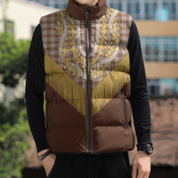 Aloha Hawaii Cowboy Custome Sleeveless Puffer Jacket Puakenikeni Lei Palaka Tassel Style - Polynesian Pride