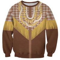 Aloha Hawaii Cowboy Custome Sweatshirt Puakenikeni Lei Palaka Tassel Style - Polynesian Pride