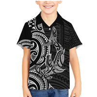 New Zealand Hammerhead Shark Family Matching Mermaid Dress and Hawaiian Shirt Maori Haehae Mangopare Black - Polynesian Pride