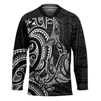New Zealand Hammerhead Shark Hockey Jersey Maori Haehae Mangopare Black LT14 Unisex Black - Polynesian Pride