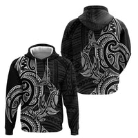 New Zealand Hammerhead Shark Hoodie Maori Haehae Mangopare Black - Polynesian Pride