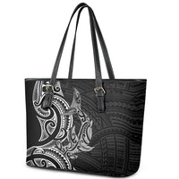 New Zealand Hammerhead Shark Leather Tote Bag Maori Haehae Mangopare Black - Polynesian Pride