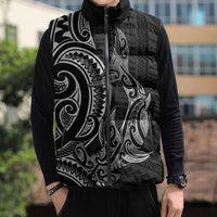 New Zealand Hammerhead Shark Sleeveless Puffer Jacket Maori Haehae Mangopare Black - Polynesian Pride