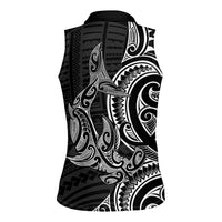 New Zealand Hammerhead Shark Women Sleeveless Polo Shirt Maori Haehae Mangopare Black - Polynesian Pride