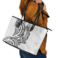 New Zealand Hammerhead Shark Leather Tote Bag Maori Haehae Mangopare White - Polynesian Pride