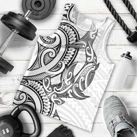 New Zealand Hammerhead Shark Men Tank Top Maori Haehae Mangopare White - Polynesian Pride