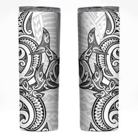 New Zealand Hammerhead Shark Skinny Tumbler Maori Haehae Mangopare White - Polynesian Pride