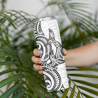New Zealand Hammerhead Shark Skinny Tumbler Maori Haehae Mangopare White - Polynesian Pride