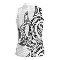 New Zealand Hammerhead Shark Women Sleeveless Polo Shirt Maori Haehae Mangopare White - Polynesian Pride