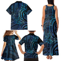 New Zealand Hammerhead Shark Family Matching Tank Maxi Dress and Hawaiian Shirt Maori Haehae Mangopare Galaxy - Polynesian Pride