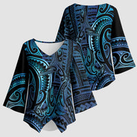 New Zealand Hammerhead Shark Kimono Sleeve Blouse Maori Haehae Mangopare Galaxy - Polynesian Pride