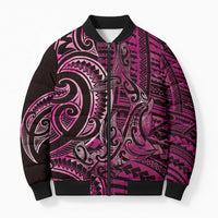 New Zealand Hammerhead Shark Bomber Puffer Jacket Maori Haehae Mangopare Pink - Polynesian Pride