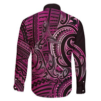 New Zealand Hammerhead Shark Family Matching Off Shoulder Maxi Dress and Hawaiian Shirt Maori Haehae Mangopare Pink - Polynesian Pride