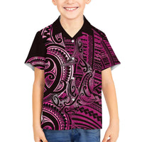 New Zealand Hammerhead Shark Family Matching Puletasi and Hawaiian Shirt Maori Haehae Mangopare Pink LT14 Son's Shirt Pink - Polynesian Pride