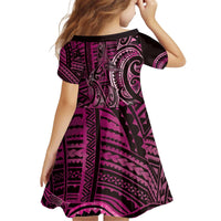 New Zealand Hammerhead Shark Kid Short Sleeve Dress Maori Haehae Mangopare Pink - Polynesian Pride
