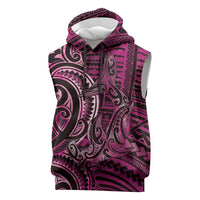 New Zealand Hammerhead Shark Sleeveless Hoodie Maori Haehae Mangopare Pink - Polynesian Pride