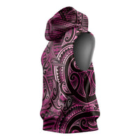 New Zealand Hammerhead Shark Sleeveless Hoodie Maori Haehae Mangopare Pink - Polynesian Pride