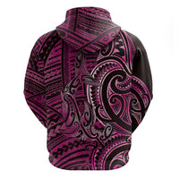 New Zealand Hammerhead Shark Zip Hoodie Maori Haehae Mangopare Pink - Polynesian Pride