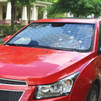 Blue Palaka Japanese Patterns Auto Sun Shade Asanoha Seigaiha Sakura Motif - Polynesian Pride