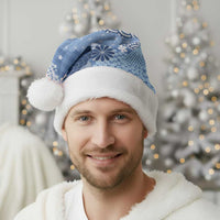 Blue Palaka Japanese Patterns Christmas Santa Hat Asanoha Seigaiha Sakura Motif - Polynesian Pride
