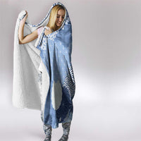 Blue Palaka Japanese Patterns Hooded Blanket Asanoha Seigaiha Sakura Motif - Polynesian Pride