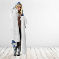 Blue Palaka Japanese Patterns Hooded Blanket Asanoha Seigaiha Sakura Motif - Polynesian Pride