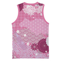 Pink Palaka Japanese Patterns Basketball Jersey Asanoha Seigaiha Sakura Motif - Polynesian Pride