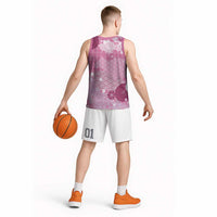 Pink Palaka Japanese Patterns Basketball Jersey Asanoha Seigaiha Sakura Motif - Polynesian Pride