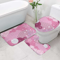Pink Palaka Japanese Patterns Bathroom Set Asanoha Seigaiha Sakura Motif - Polynesian Pride