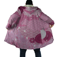 Pink Palaka Japanese Patterns Cloak Asanoha Seigaiha Sakura Motif - Polynesian Pride