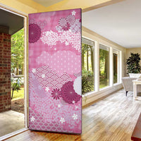 Pink Palaka Japanese Patterns Door Cover Asanoha Seigaiha Sakura Motif - Polynesian Pride