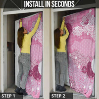 Pink Palaka Japanese Patterns Door Cover Asanoha Seigaiha Sakura Motif - Polynesian Pride