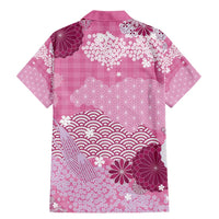 Pink Palaka Japanese Patterns Family Matching Mermaid Dress and Hawaiian Shirt Asanoha Seigaiha Sakura Motif - Polynesian Pride