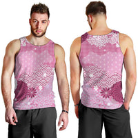 Pink Palaka Japanese Patterns Men Tank Top Asanoha Seigaiha Sakura Motif - Polynesian Pride
