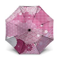 Pink Palaka Japanese Patterns Umbrella Asanoha Seigaiha Sakura Motif - Polynesian Pride
